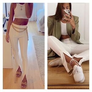 NWT DANIELLE BERNSTEIN Ivory Slit Hem Trousers Size 16